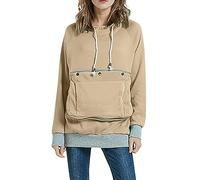 Women Kangaroo Pocket Hoodie Pet Holder Pouch Pullover Loose Large Pocket Hoodie Comfortable Casual Pullover Hoodie Daily Outwear Blouse Tops C-85