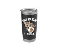 Women Kid Girl Kawaii How I Roll Sushi Brown Tabby Cat Lover Vaso térmico de acero inoxidable de doble pared