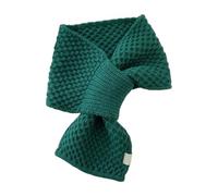 Women Knitted Cross Collar Scarf, Knit Small Scarf,All Match Neck Protection Warm Thick Small Perforated Scarves (Green)