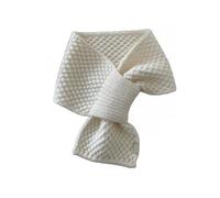 Women Knitted Cross Collar Scarf, Knit Small Scarf,All Match Neck Protection Warm Thick Small Perforated Scarves (White)