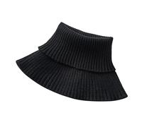 Women Knitted Fake Collar Scarf Warm Turtleneck Neck Warmer Detachable Winter Windproof Fashion False High(Black)