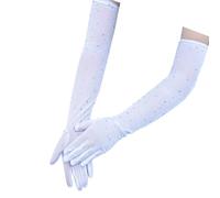 Women Lace Long Gloves with Rhinestones Drilling for Halloween and Prom Event Evening Party 20S Flapper Costume Prom Night