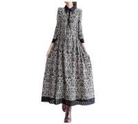 Women' Long Sleeve Midi Summer Size Maxi Dresses Sleeves Button Down Abaya Casual Dress Dubai Outfits Length Shirt(Black,M)