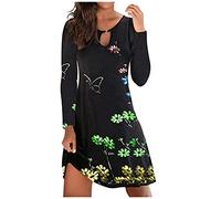 Women' Maxi Dress 2026 Irregular Striped Print Hollow Long Sleeve Loose Occasions Casual Festive Dresses(Gray,M)