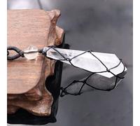 Women Men Natural White Crystal Black Onyx Big Multi-faceted Hexagonal Column Pendant Handmade Rope Long Stone Necklace Jewelry,white Crystal