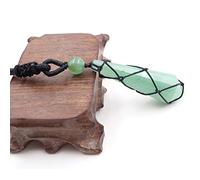 Women Men Natural White Crystal Black Onyx Big Multi-faceted Hexagonal Column Pendant Handmade Rope Long Stone Necklace Jewelry,Green Aventurine