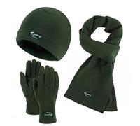 Women&Men Otoño Invierno Cálido Cute Wool Hat Scarf Gloves Three Pieces Winter Knit Cap Screen Mittens Scarves Sets Guantes 3 Dedos, verde, Talla única