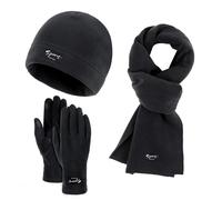 Women&Men Otoño Invierno Cálido Cute Wool Hat Scarf Gloves Three Pieces Winter Knit Cap Screen Mittens Scarves Sets Guantes 3 Dedos, gris oscuro, Talla única