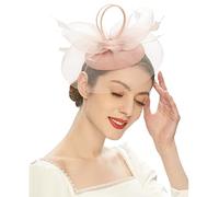 Women Mesh Flower Feather Fascinators Hat with Clip and Headband Ladies Weddings Birthday Cocktail Tea Party Headwear Women's Bridal Church Cloche Funeral Bowler Hats