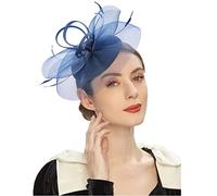 Women Mesh Flower Feather Fascinators Hat with Clip and Headband Ladies Weddings Birthday Cocktail Tea Party Headwear Women's Bridal Church Cloche Funeral Bowler Hats