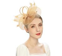 Women Mesh Flower Feather Fascinators Hat with Clip and Headband Ladies Weddings Birthday Cocktail Tea Party Headwear Women's Bridal Church Cloche Funeral Bowler Hats