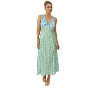 Women Midi V Neck Dress Bohemian, Casual Summer Short Floral Print Maxi Dress Smocked, Vacation Beach Sundresses (Style#1,XL)