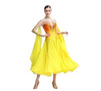 Women Modern Dance Rhinestone Color Diversity Dress Ballroom Waltz Competition Performance(Height 156cm 160cm,XL)