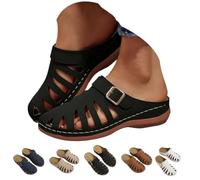 Women Mule Sandals 2026 Closed Toe Slip On Wedge Clogs Adjustable Buckle Arch Support Breathable Hollow out Lightweight Platform Casual Walking Shoes Backless (Black,41)
