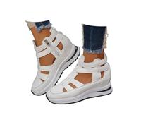 Women New Side Zipper Comfortable Lightweight Wedge Sandals,Fashionable Roman sandals closed toe comfortable casual sandals (White, Adulto, Mujer, 39, Números, Sistema tallas calzado EU, mediano)