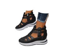 Women New Side Zipper Comfortable Lightweight Wedge Sandals,Fashionable Roman sandals closed toe comfortable casual sandals (Black, Adulto, Mujer, 38, Números, Sistema tallas calzado EU, mediano)