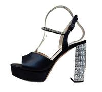 Women Open Toe Rhinestone High Heels Sandals Satin Waterproof Platform Sandalias Summer Party Dress Shoes Pumps Wedding(Green,41)