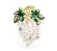 Women Pins Accessories Enamel All White Pearl Grape Ladies Alloy Fruit Cardigan Jacket Coat Brooch Fashion brooches Made in China