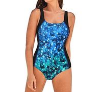 Women Plus Size Swimming Costume Athletic Swimsuit Floral Print Swimwear Monokini Classic Holiday Beach Bathing Suit C-50