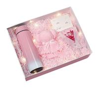 Women Present Set, Mothers Day Box, Set of 4 Decorative Bear Themed Basket, Flower Greeting Cards Insulated Mugs Package Bag with Towel for Birthday Holiday Appreciation