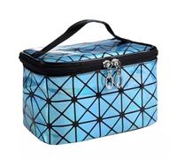 Women PU Sequin Makeup Bag Fashion Square Travel Portable Storage Toiletries Cosmetic Tote Waterproof Make-Up Cases para Viajes de Negocios, Viajes, Gimnasio(Light Blue)