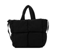 Women Puffer Satchel Bags Large Capacity Simple Shopping Bag Solid Color Messenger Adjustable Strap Chic Hobo(Black)