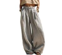 Women Pull On Pants with Pockets Elastic Waist Wide Leg Pants, Gris, XXX-Large