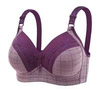 Women Push Up Bra No Underwire Comfortable Hold No Underwear with Wire Bralette for Everyone, Pink, 12(Purple,14)