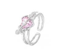 Women Ring Double Layer Adjustable Open Design Eye-catching All-match Jewelry Gift Pink Faux Crystal Ladies An Arrow Through A Heart Finger Ring