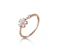 Women Ring Opening Sweet Luxury Golden Silver Color Rhinestone Embedded Five-petaled Flower Finger Ring Fashion Jewelry