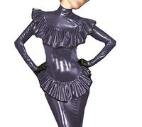 Women Ruffles Leather Pvc Evening Night Out Party Package Hip Event Dress,Dark Purple,M