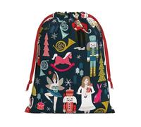 Women_S - Bolsas de regalo reutilizables con estampado de cascanueces y ballet, bolsas de regalo de tamaño mediano, bolsas con cordón para regalos de Navidad, cumpleaños