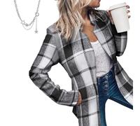 Women’s Casual Blazers - Business Solid Color Pocket Long Sleeve Open Front Coat, with Full Lining and Padded Shoulders (Gray,S)