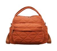 Women’s Elegant Solid Color Shoulder Bag 27x22x18cm Nylon & Cotton, Fashion Zipper Tote With Soft Top Handle, Quilted Pattern Lightweight 350g Handbag For Daily Use