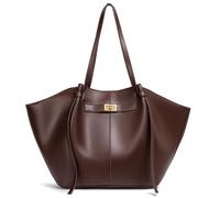 Women’s Fashion Tote Bag - European Style PU Leather Shoulder Handbag, Large Capacity Work Purse with Polyester Lining (Brown)