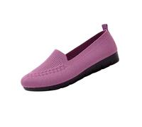 Women’s Knit Comfort Loafers - Slip-Resistant Walking Shoes, Lightweight Breathable Slip-On Casual Flats (Purple,42)