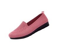 Women’s Knit Comfort Loafers - Slip-Resistant Walking Shoes, Lightweight Breathable Slip-On Casual Flats (Pink,39)