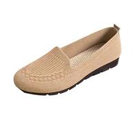 Women’s Orthopedic Knit Comfort Loafers - Slip-Resistant Walking Shoes (Beige,36)