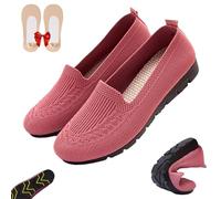 Women’s Orthopedic Knit Comfort Loafers-Slip-Resistant Walking Shoes, Comfort Lightweight Soft Sole Mesh Low-Top Flat (Pink,44)
