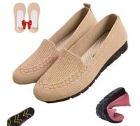 Women’s Orthopedic Knit Comfort Loafers-Slip-Resistant Walking Shoes, Comfort Lightweight Soft Sole Mesh Low-Top Flat (Beige,44)