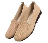 Women’S Orthopedic Knit Comfort Loafers - Slip-Resistant Walking Shoes, Non-Slip Lightweight Soft Low-Top Flat, for Women (Beige,33 1/9)