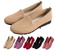 Women’s Orthopedic Knit Comfort Loafers Slip Resistant Walking Shoes Non-Slip Walking Lightweight Soft Sole Mesh Low-Top FLA (Khaki,41)