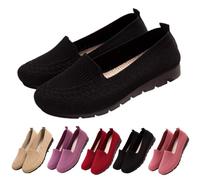 Women’s Orthopedic Knit Comfort Loafers Slip Resistant Walking Shoes Non-Slip Walking Lightweight Soft Sole Mesh Low-Top FLA (Black,39)