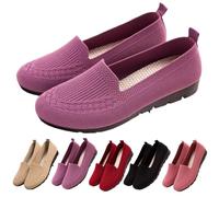 Women’s Orthopedic Knit Comfort Loafers Slip Resistant Walking Shoes Non-Slip Walking Lightweight Soft Sole Mesh Low-Top FLA (Purple,41)