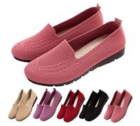 Women’s Orthopedic Knit Comfort Loafers Slip Resistant Walking Shoes Non-Slip Walking Lightweight Soft Sole Mesh Low-Top FLA (Pink,42)