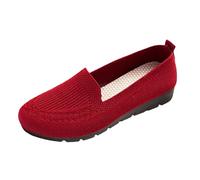 Women’s Orthopedic Knit Comfort Loafers - Slip-Resistant Walking Shoes (Red,43)