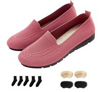 Women’s Orthopedic Knit Comfort Loafers-Slip-Resistant Walking Shoes with Arch Support (Pink,40)