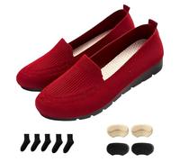 Women’s Orthopedic Knit Comfort Loafers-Slip-Resistant Walking Shoes with Arch Support (Red,37)