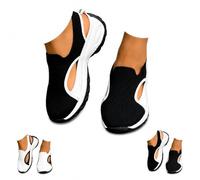Women’s Orthopedic Walking Shoes Breathable Mesh Slip On Sneakers Sandals, Lightweight Arch Support Platform Comfortable Non Slip Casual Work Nursing Shoes (Black,43)