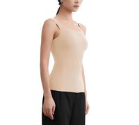 Women’s Tank Top with Built-In Bra, Seamless Padded Camisole, Wireless Support Stretch Cami for Everyday Wear (Nude,XL)